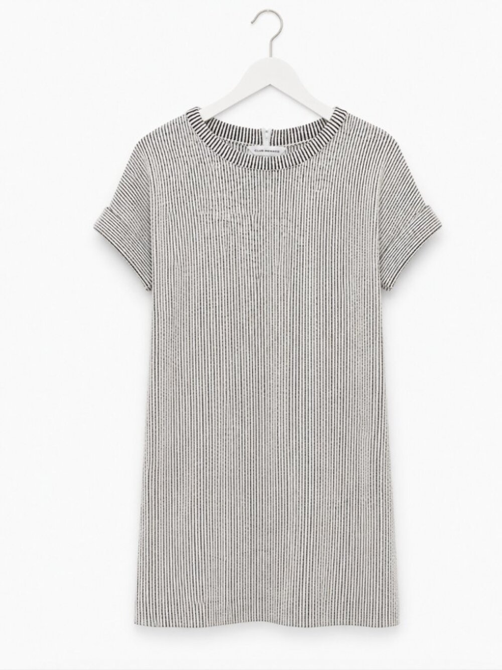 Club Monaco Textured Stripe Cotton Shift Dress Size Small Black White